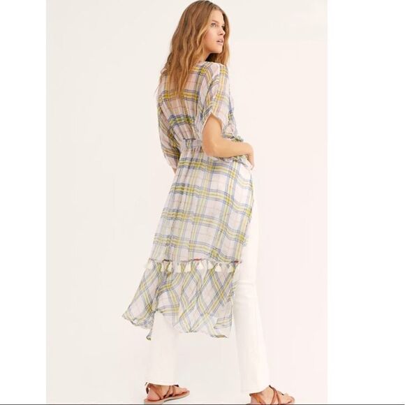 FREE PEOPLE NFC Lorie Sheer Plaid Kaftan - Picture 2 of 7